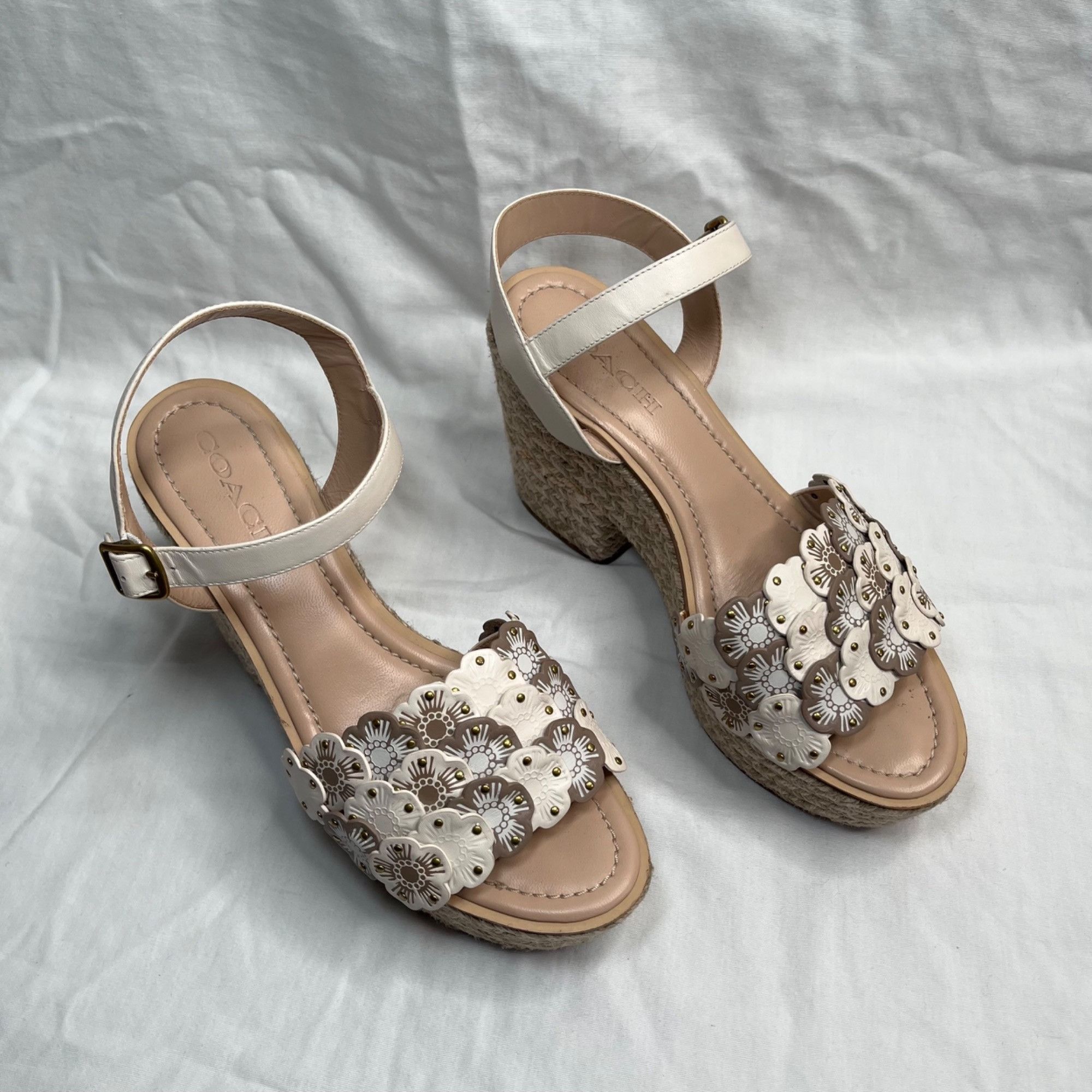 Coach Coach Womens Jae Leather Floral Espadrille Wedge Sandals Siz Size US 10 / IT 40 - 2 Thumbnail