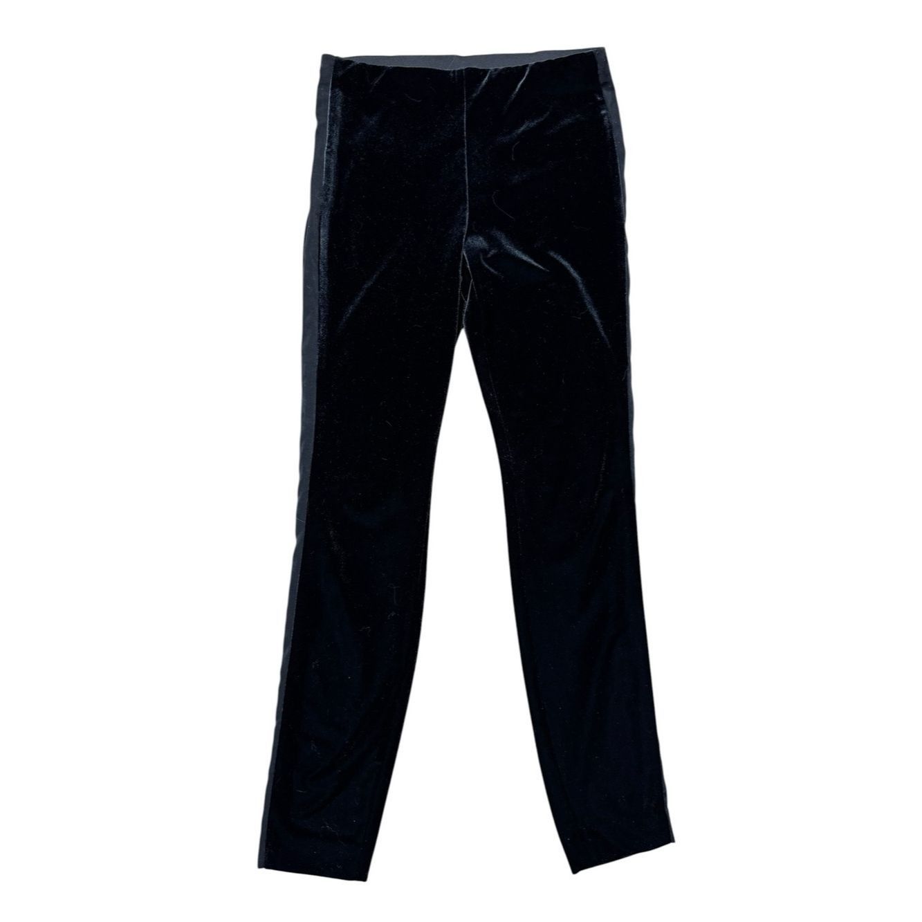 Bar III Bar III Black Velvet High Waist Leggings With Side Stripes Size 32" / US 10 / IT 46 - 2 Thumbnail