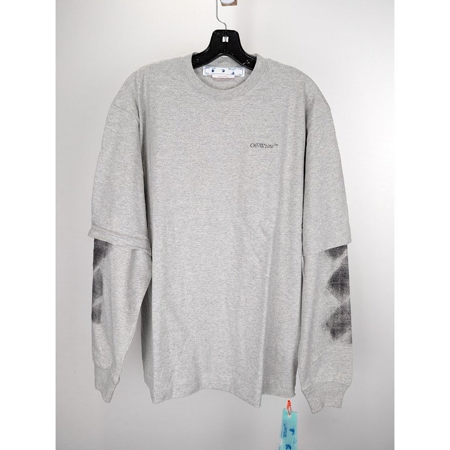 Off-White o1rshd1 Q:2 / DUP /Jumbo Arrow Double L/S Tee Shirt in Grey Size US XL / EU 56 / 4 - 1 Thumbnail