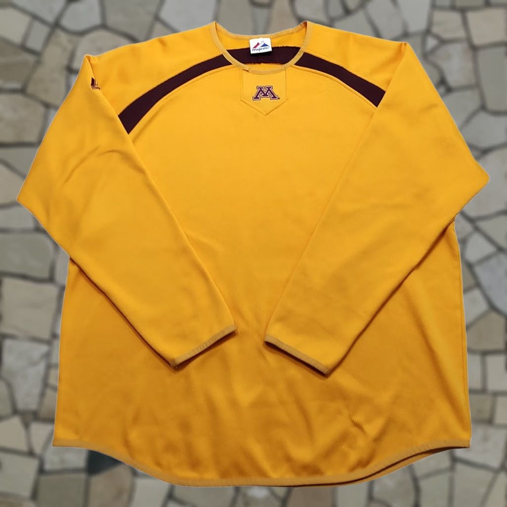 NCAA Majestic NCAA Minnesota Gophers Yellow Red Long Sleeve Thermal Base Shirt XL Men Crew Neck Pullover T-Shirt Activewear Size US XL / EU 56 / 4 - 1 Thumbnail