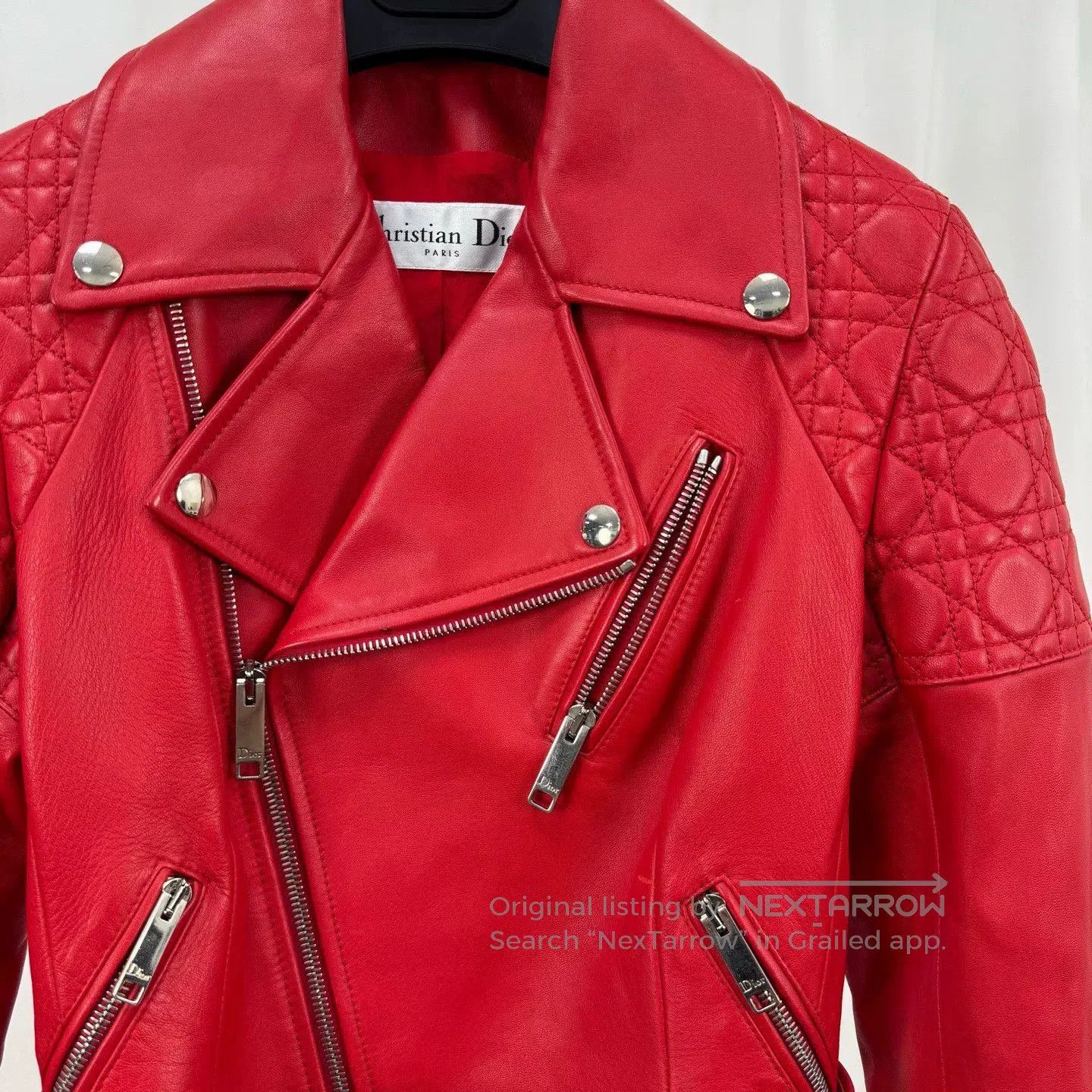 Dior red quilted multi-zip biker leather jacket. Size S / US 4 / IT 40 - 3 Thumbnail