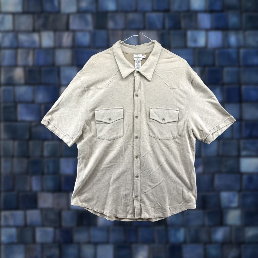 Calvin Klein Calvin Klein Jeans Short Sleeve Pearl Snap Down Shirt Men’s XL Beige Button-Up Casual Size US XL / EU 56 / 4 - 1 Thumbnail