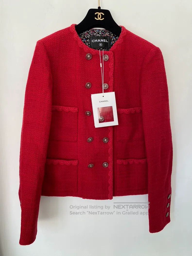 Chanel Chanel Handicraft workshop red double-breasted tweed round Size XS / US 0-2 / IT 36-38 - 1 Thumbnail