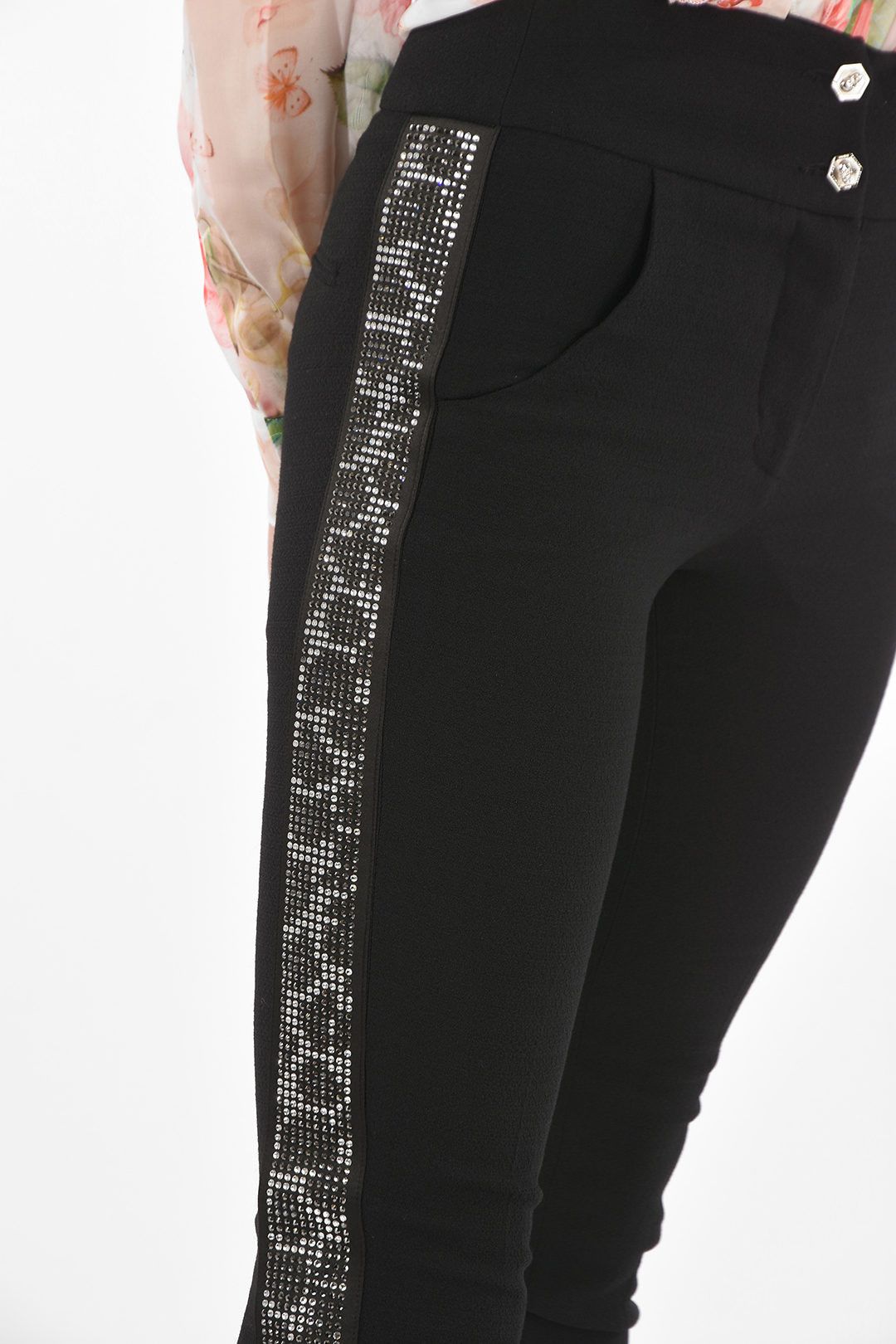 Philipp Plein og1mm0824 Jewel Profile High Waist Pants in Black Size 32" / US 10 / IT 46 - 3 Thumbnail