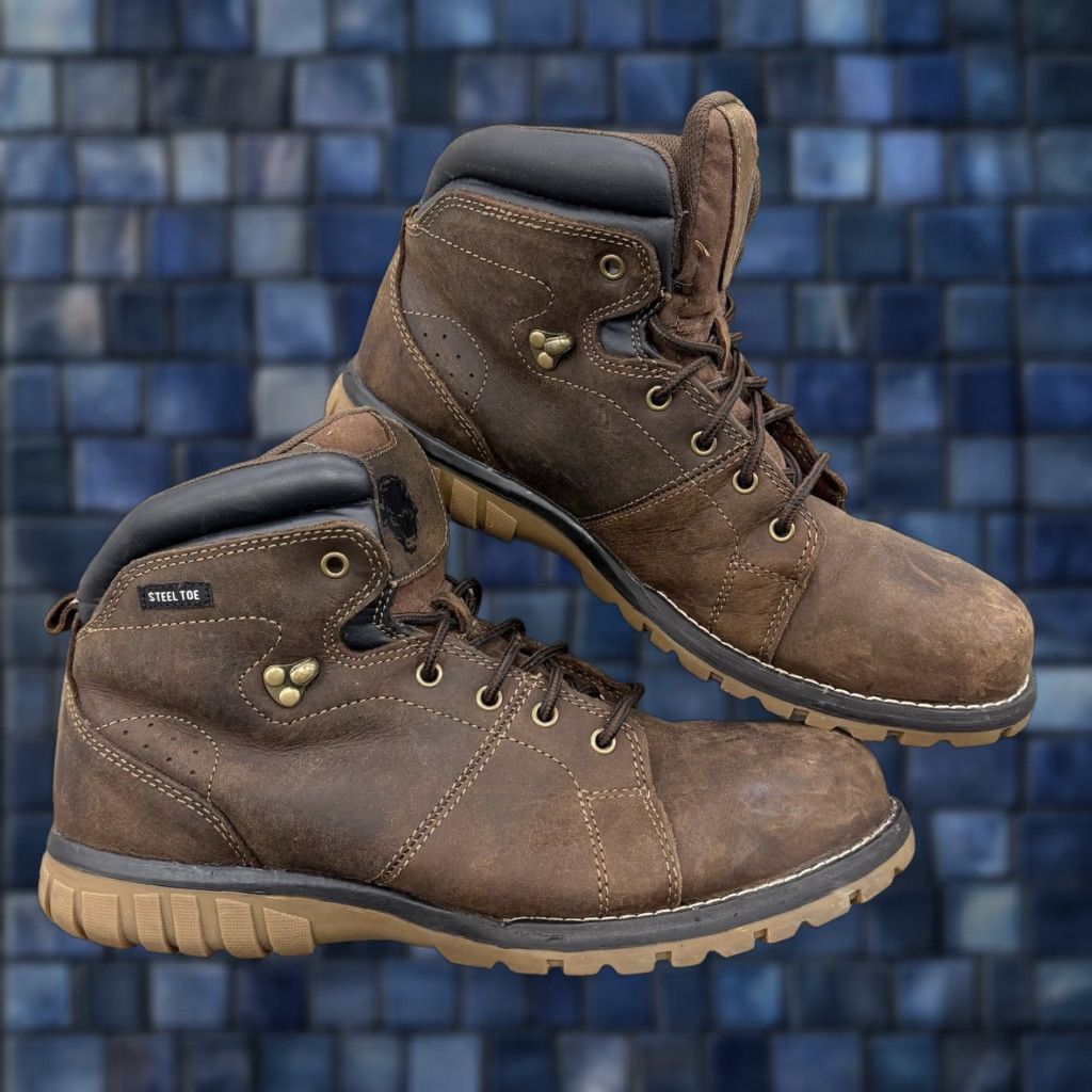 Vintage VINTAGE Buffalino Work Used Men 14 M Brown Leather Steel Toe Work Ankle Boots Size US 14 / EU 47 - 1 Thumbnail