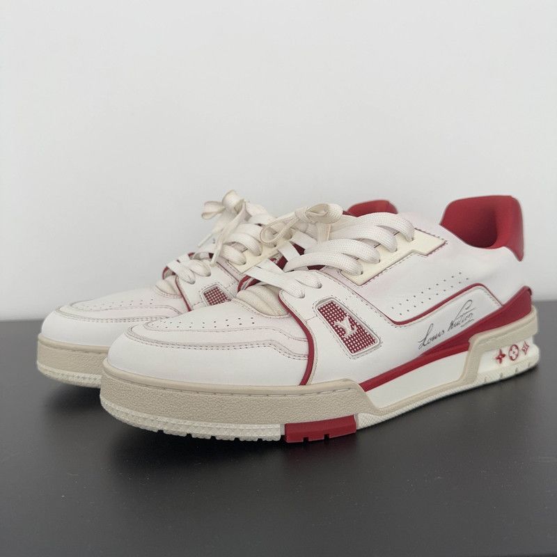 Louis Vuitton Louis Vuitton Stylish Low-Top Trainers in Red and White 0089 Size US 8 / EU 41 - 1 Thumbnail