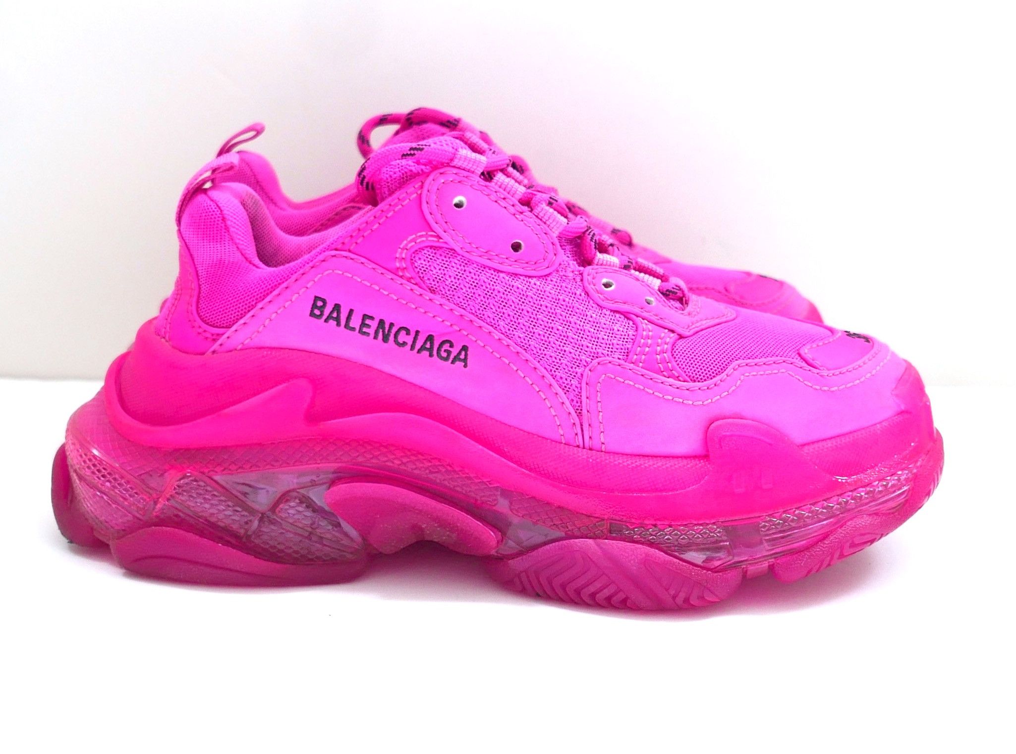 Balenciaga Triple S Clear Sole Sneakers Fuchsia Pink