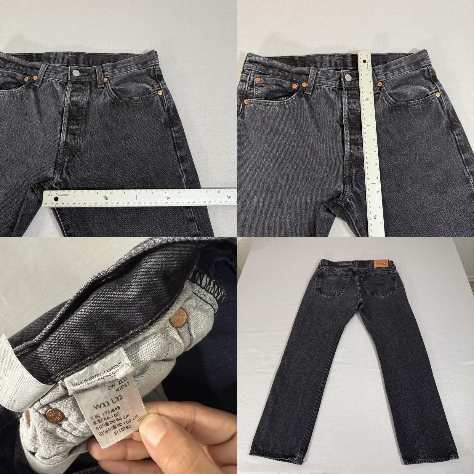 Levi's Levi's Jeans Mens 33x30 Black 501 Straight Fit Distressed Denim Pants Y2K Size US 33 - 8 Thumbnail