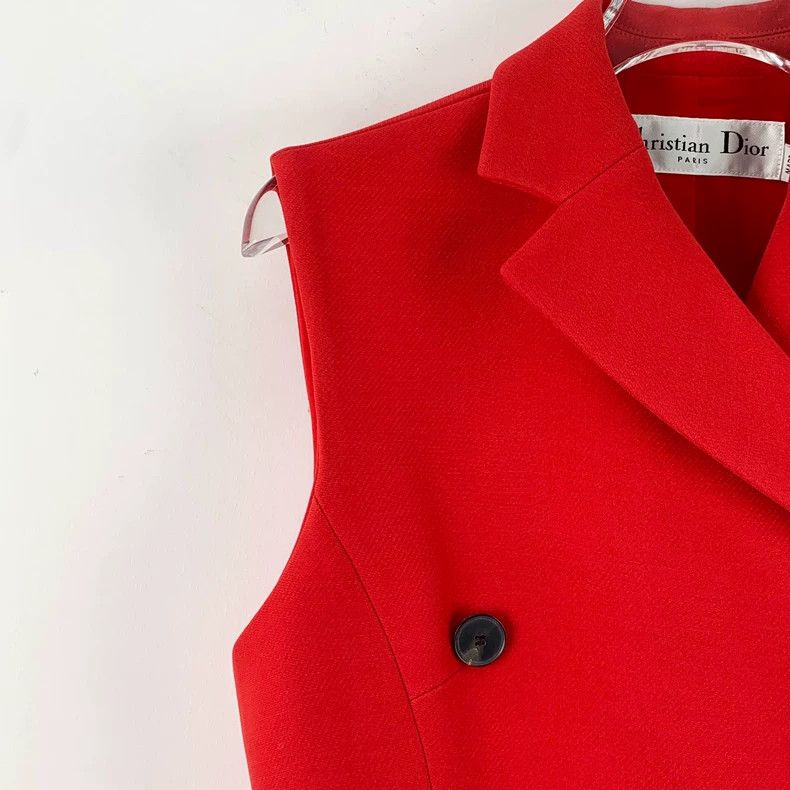 Dior Dior Red wool lapel double-breasted sleeveless dress Size XS / US 0-2 / IT 36-38 - 3 Thumbnail