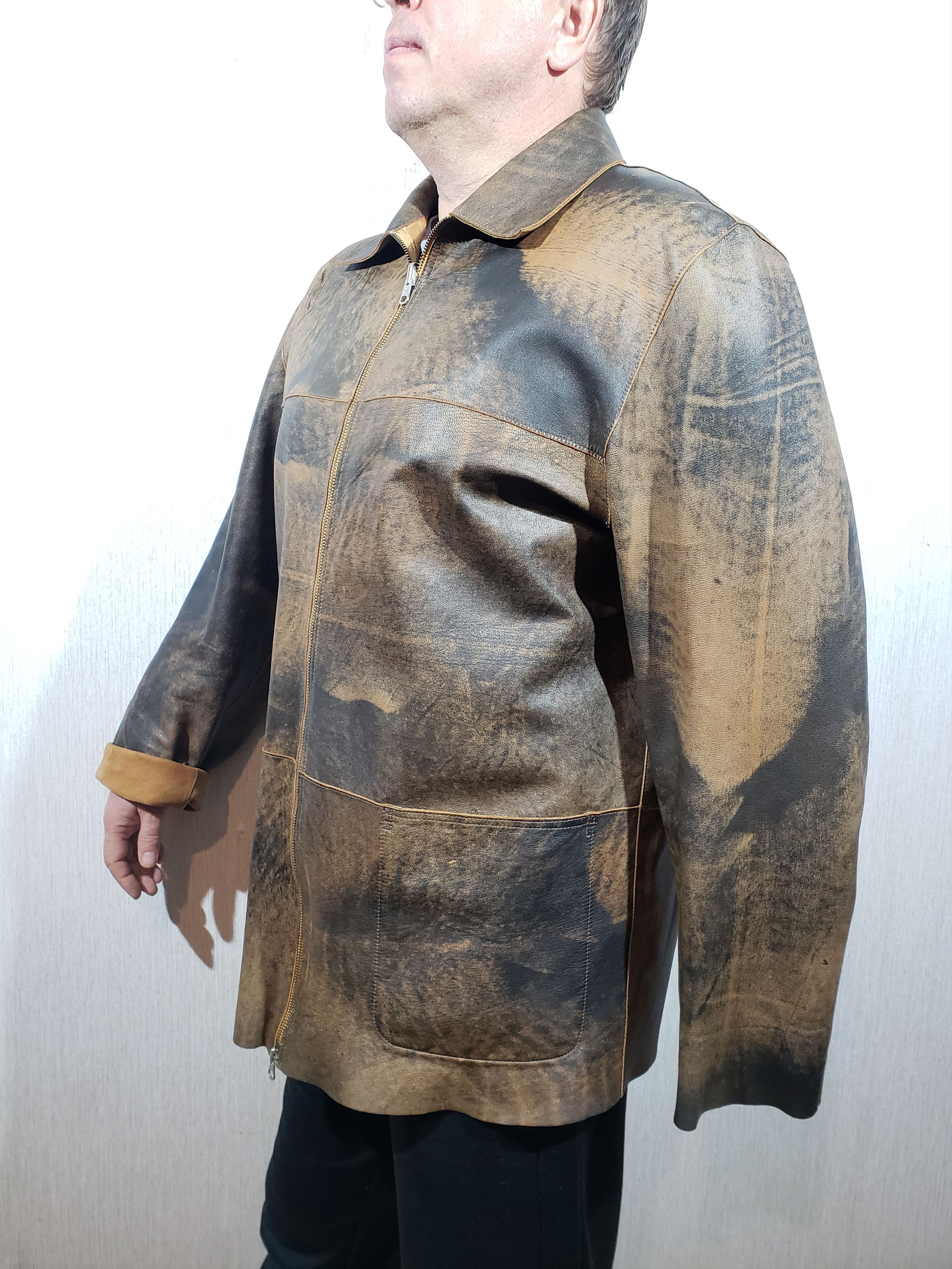 Other Double-sided men's leather shirt with a metal zipper. Size US XL / EU 56 / 4 - 3 Thumbnail