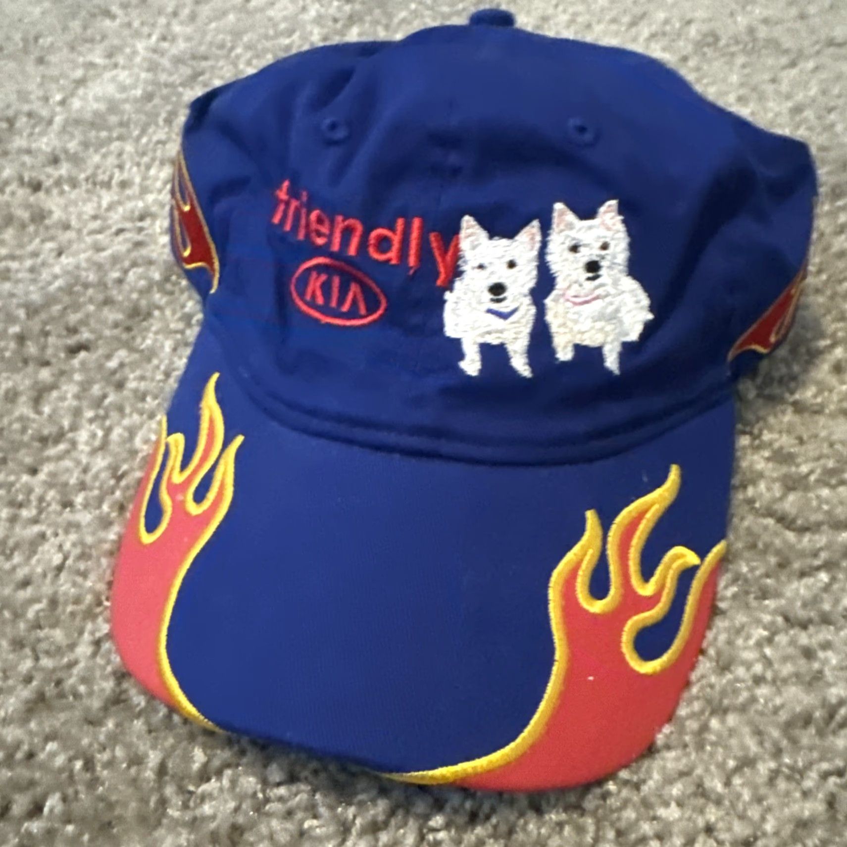 Vintage Kia Hat Cap Embroidered Flames Dogs Blue Red Baseball Cap Men One Size Cars Size ONE SIZE - 3 Thumbnail