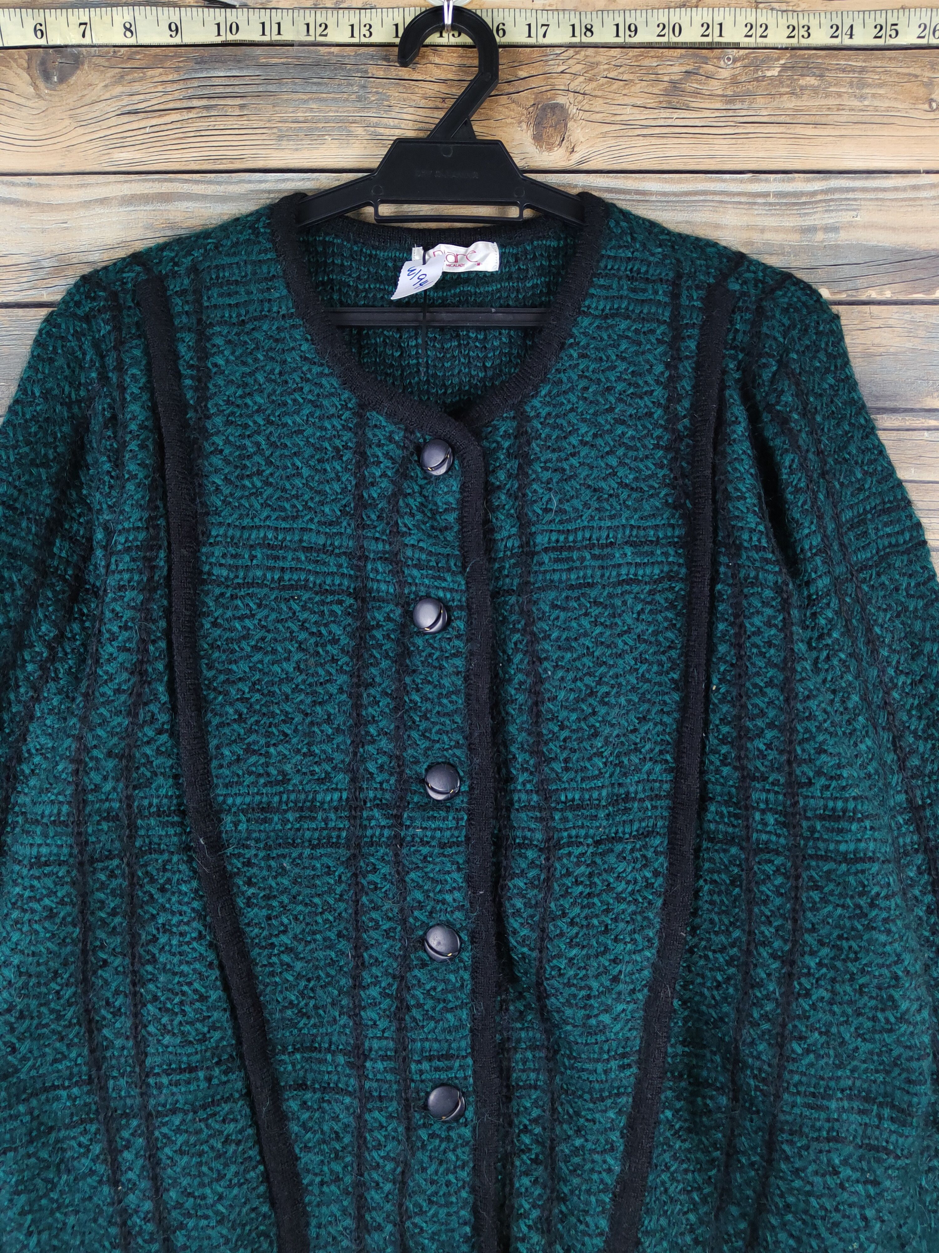 Homespun Knitwear Piare Black Green Knitwear Cardigan #W1941 Size M / US 6-8 / IT 42-44 - 2 Thumbnail