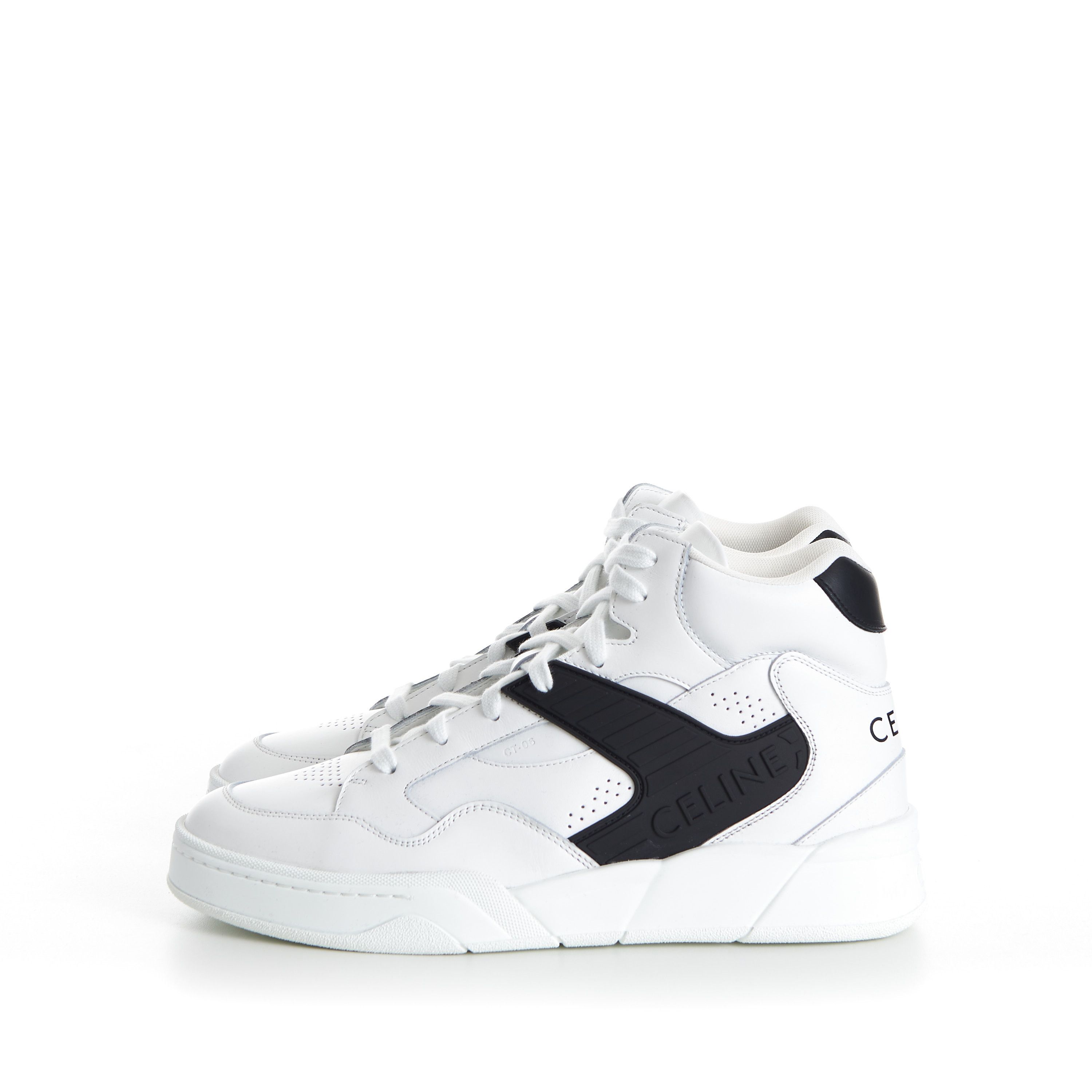 Celine Men's CT-06 High Top Sneaker - White/Black Calfskin Leather Size US 6 / EU 39 - 5 Thumbnail