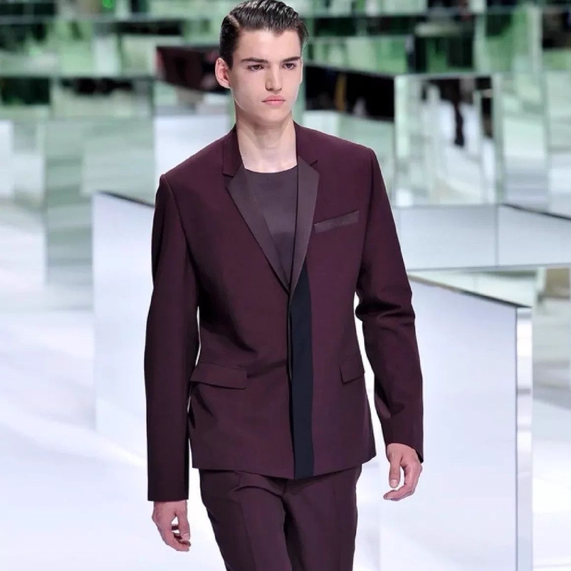 Dior Dior Poster Runway Wine Red Wool Blazer Size 44R - 1 Thumbnail
