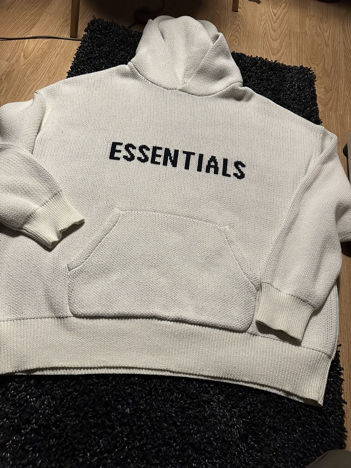 image of Fear Of God Essentials Knit Hoodie 'cream' (Fw20), Men's (Size Large)