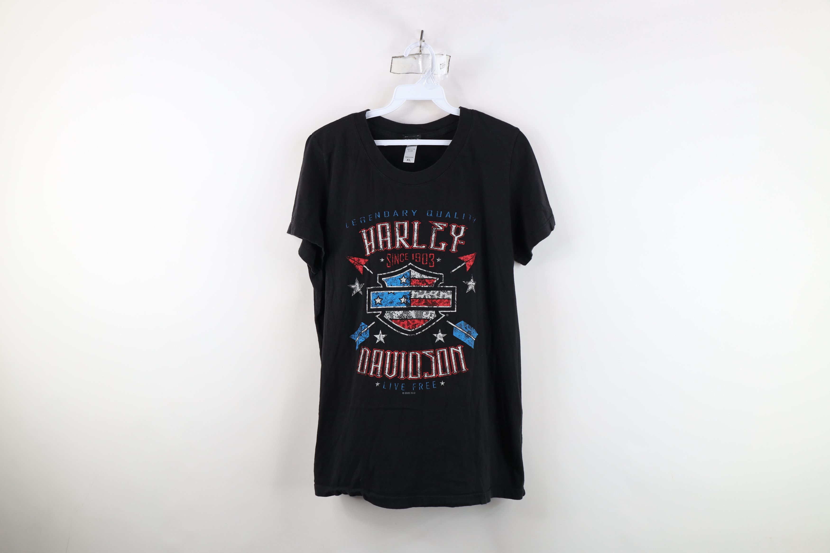 Harley Davidson Y2K Harley Davidson Spell USA Flag Arrows T-Shirt Black USA Size XL / US 12-14 / IT 48-50 - 1 Thumbnail