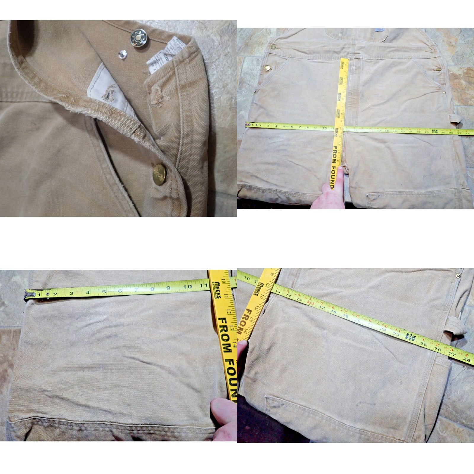 Carhartt VINTAGE Carhartt Workwear Overalls Men 48x27 Brown Distressed Canvas Double Knee USA Size US 32 / EU 48 - 8 Thumbnail