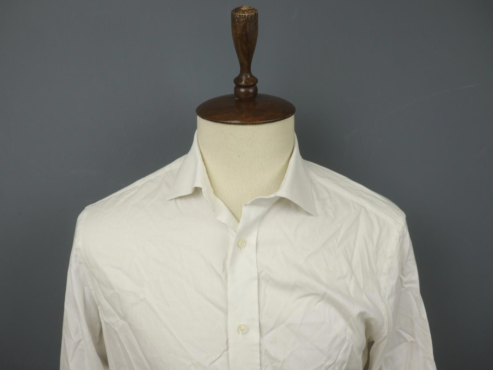 Designer Boggi Milano White Cotton Collared Formal Shirt Size 42 Size US M / EU 48-50 / 2 - 2 Thumbnail