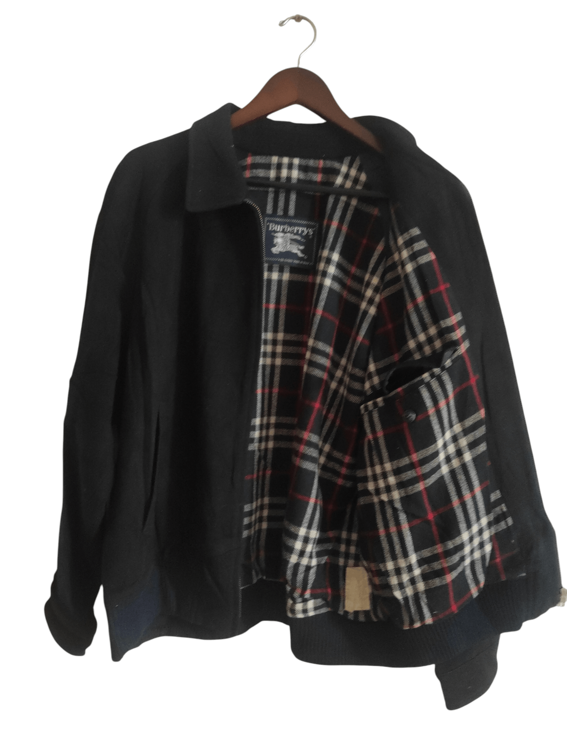 Burberry BURBERRY Bomber Jacket Winter Nova Check Mens Wool Navy Blue Size US XL / EU 56 / 4 - 4 Thumbnail