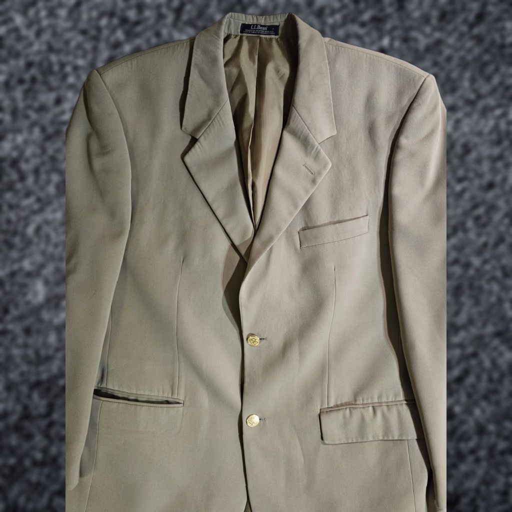 Vintage L.L. Bean Signature 2-Button Blazer Single Breasted Men's Size 44 Reg Khaki Tan Size 44R - 1 Thumbnail