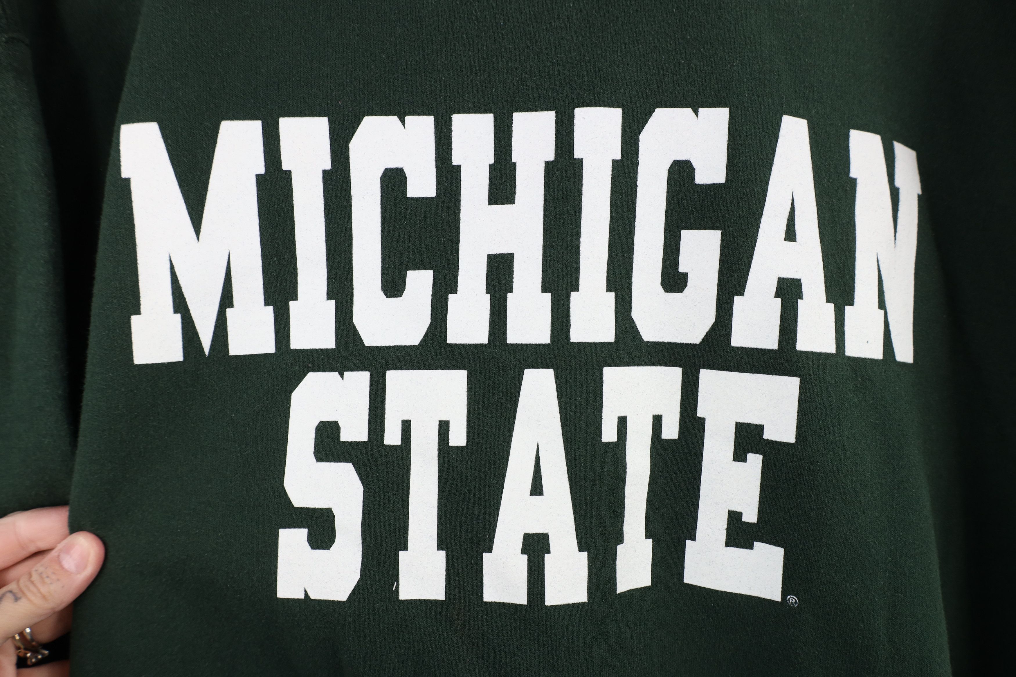 Vintage Vintage 90s Spell Michigan State University Sweatshirt Green Size US L / EU 52-54 / 3 - 5 Thumbnail