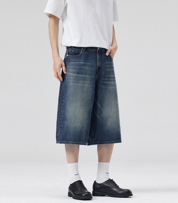 Jean American washed street wide-leg men's baggy denim shorts Size US 32 / EU 48 - 3 Thumbnail