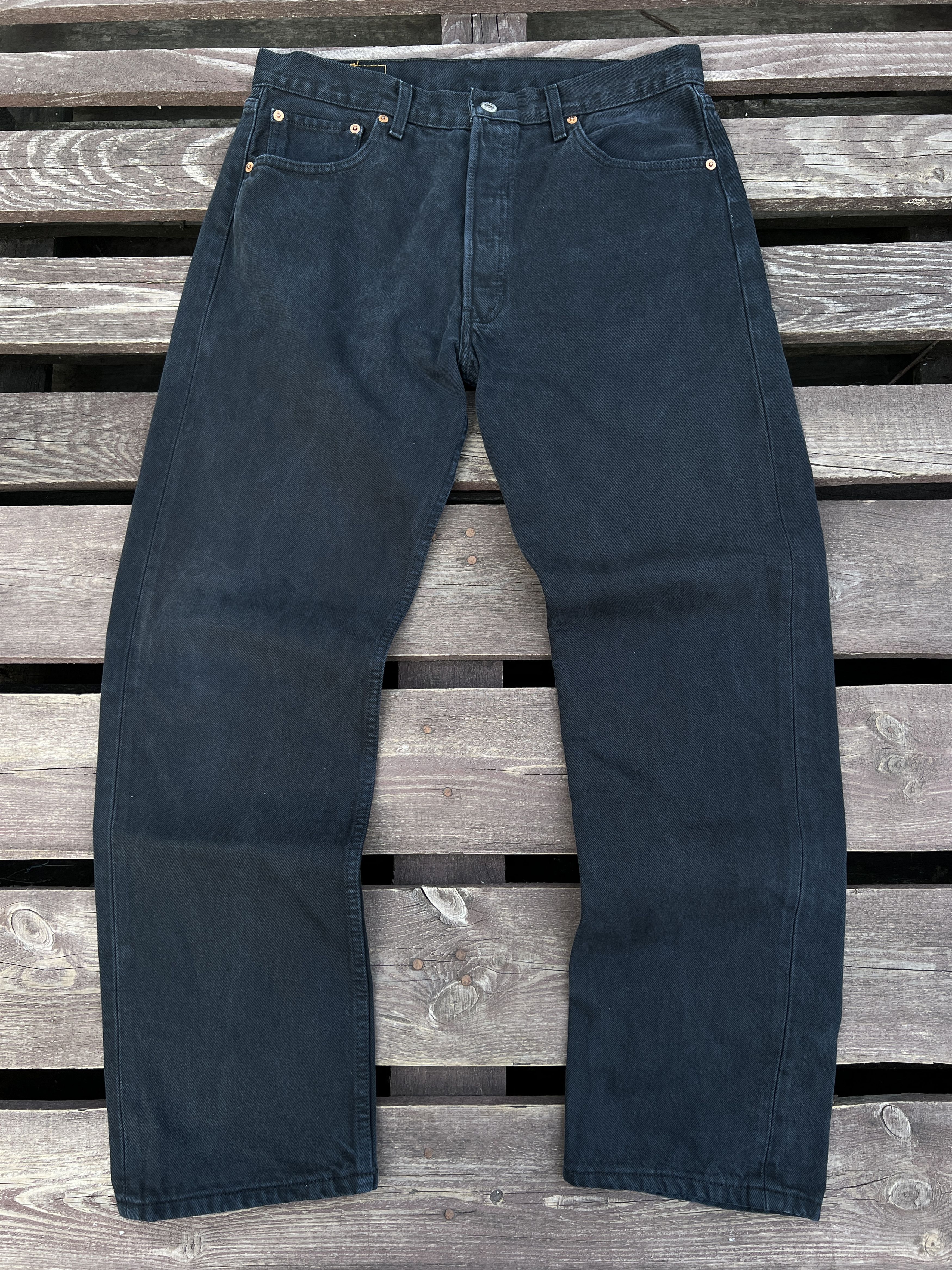 Levi's Vintage 90s Levis 501 Made in Hungary Black Denim Jeans Size US 34 / EU 50 - 2 Thumbnail