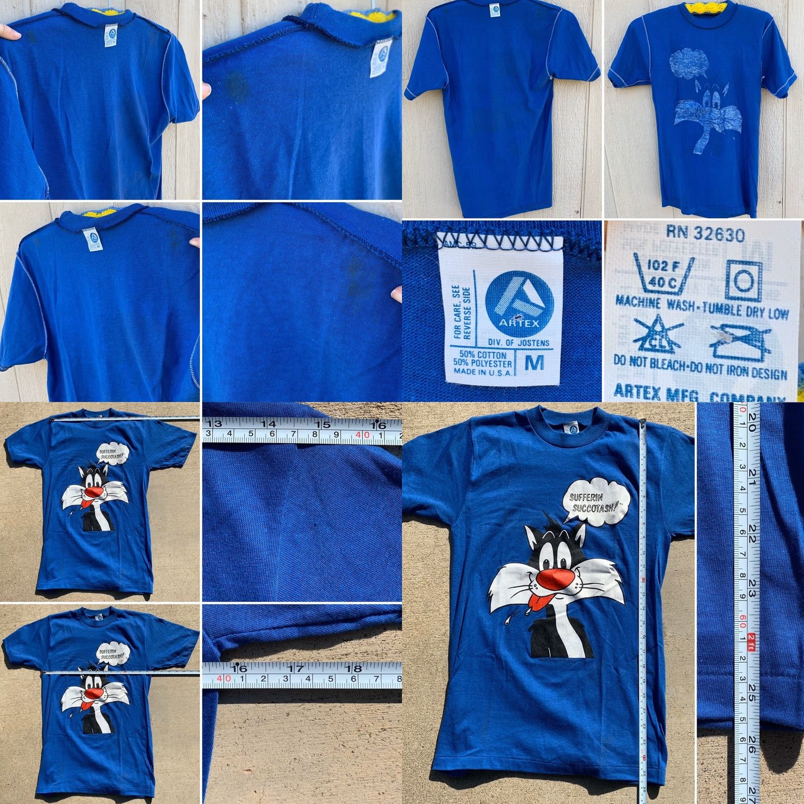 Vintage VINTAGE Sylvester Sufferin Succotash! T Shirt Warner Bros Inc 1977 M blue Nike? Size US M / EU 48-50 / 2 - 8 Thumbnail