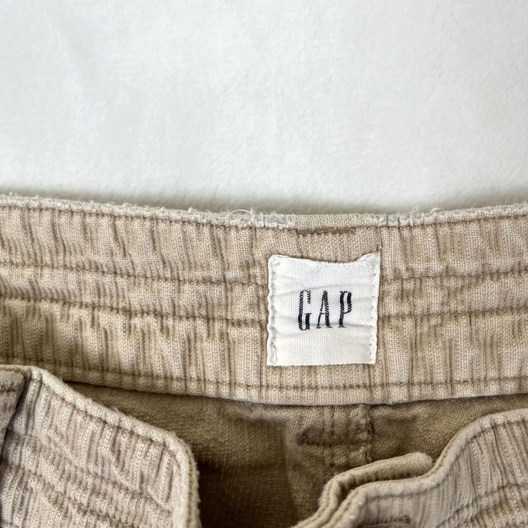 Gap Gap Womens 12 Beige High Rise Wide Leg Cropped Twill Pants Elastic Waist Pockets Casual Vintage No Size 34" / US 12 / IT 48 - 4 Thumbnail