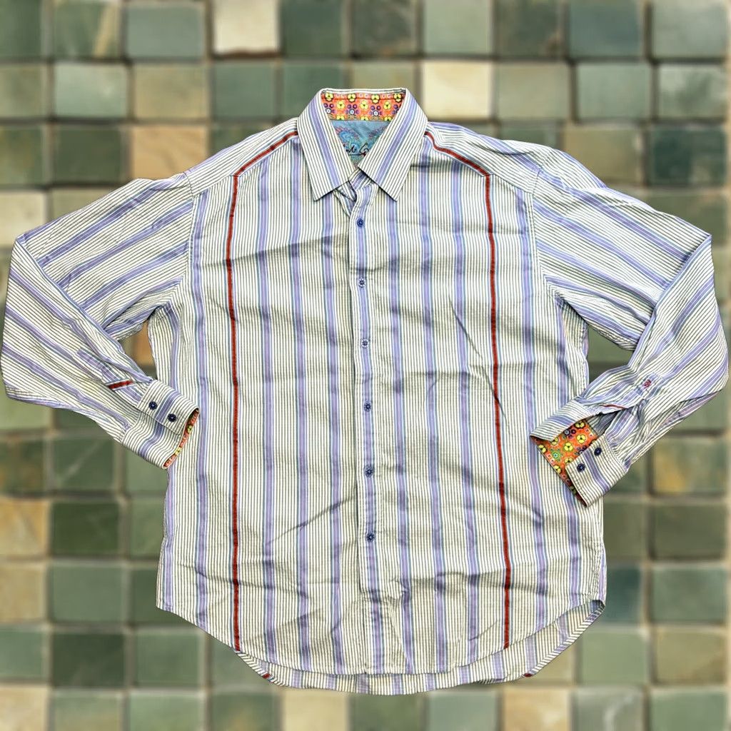 Robert Graham Robert Graham Long Sleeve Button-Down Vertical Stripes Flip Cuff Mens XL Pastels Size US XL / EU 56 / 4 - 1 Thumbnail