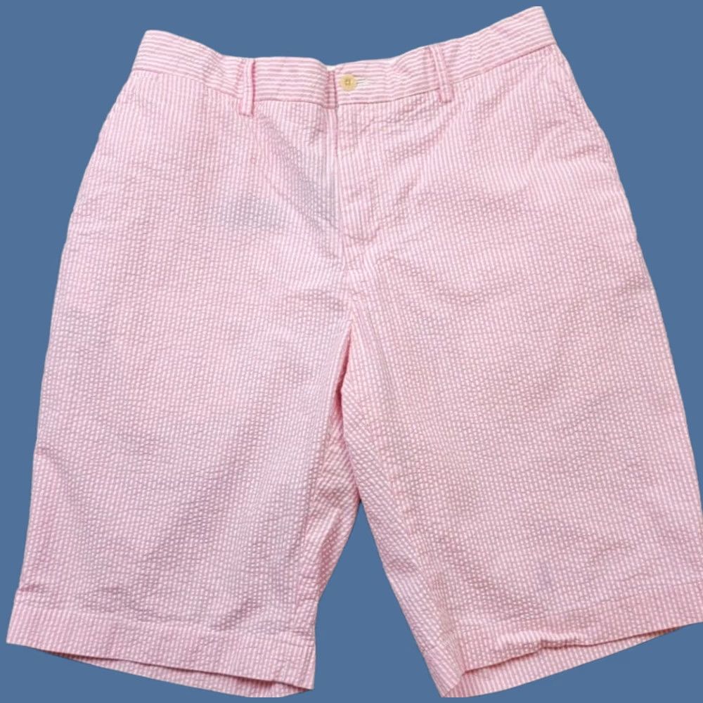 Polo Ralph Lauren Polo Ralph Lauren Seersucker Shorts Mens 36 Pink White Stripe Slash Pockets Bermuda Beach Nautical 90s? Size US M / EU 48-50 / 2 - 1 Thumbnail