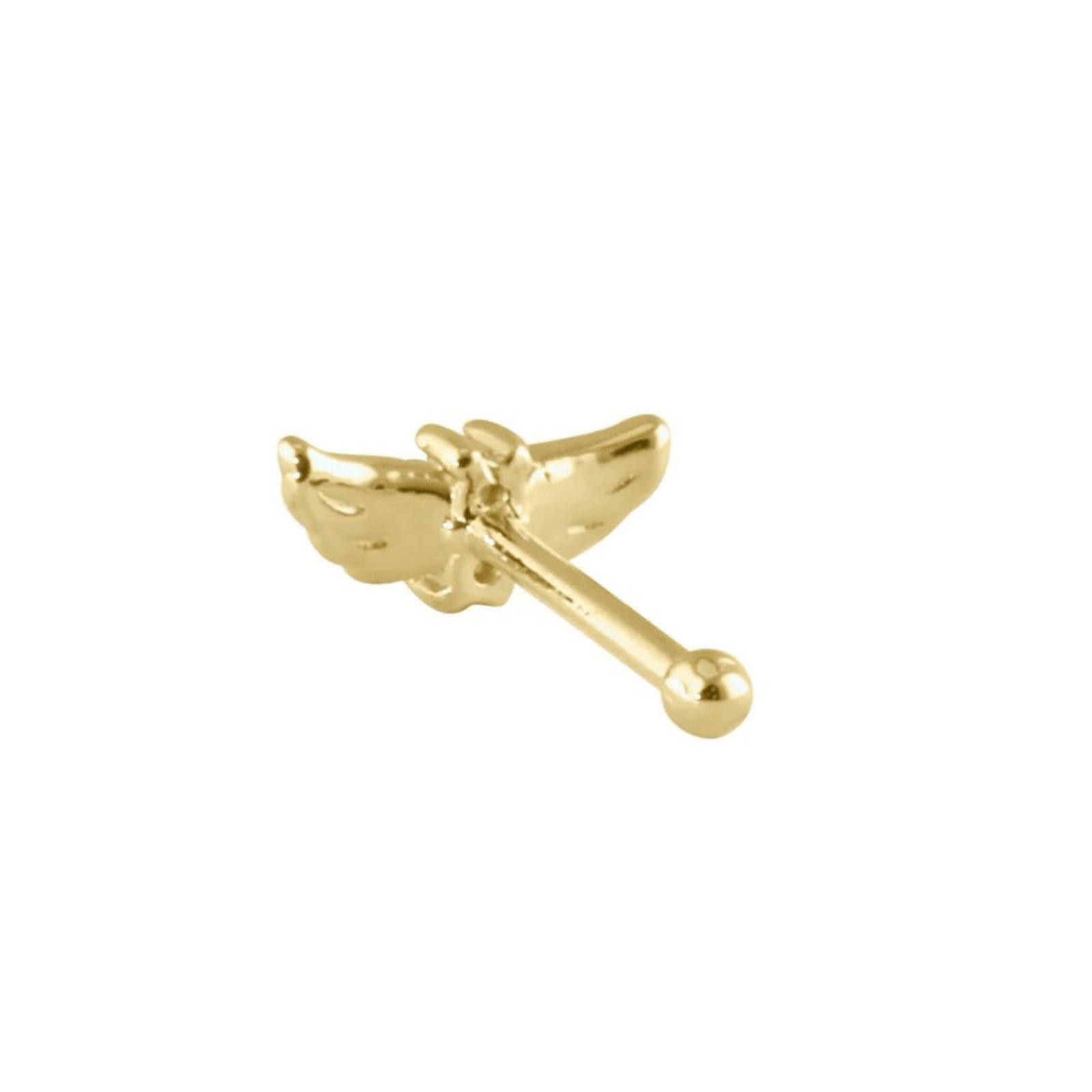 NBDN Nobrandedon Solid 14K Gold CZ Wings Nose Stud New Size ONE SIZE - 4 Thumbnail