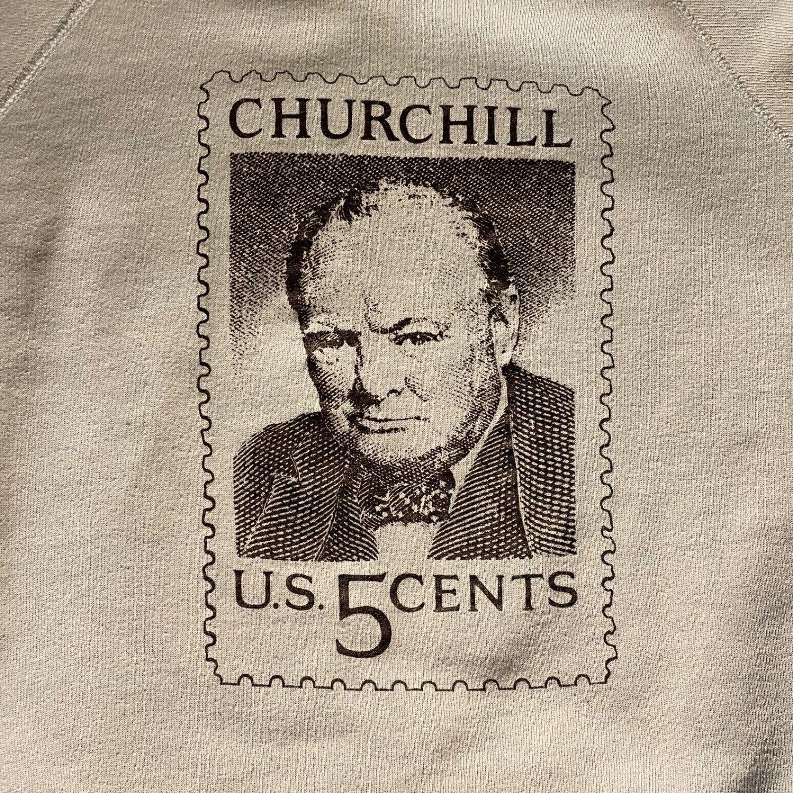 Hanes × Vintage Blue Churchill Stamp Sweatshirt Grandpacore Grandmacore USA Size US L / EU 52-54 / 3 - 7 Thumbnail