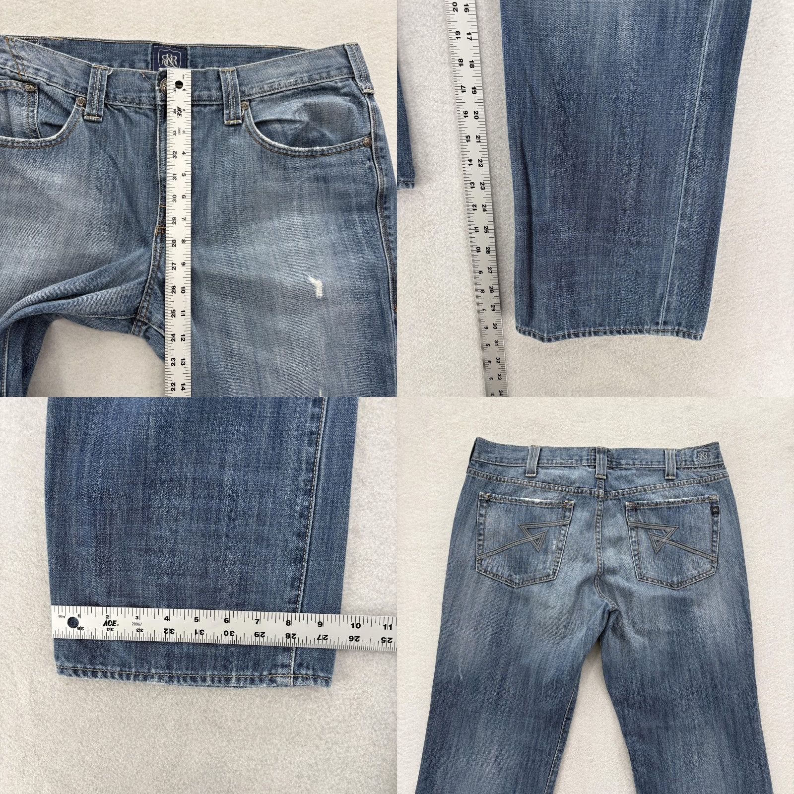 Vintage Rock & Republic Jeans Mens 38x30 Blue Distressed Straight Leg Denim Grunge Rock Shirt Size US 38 / EU 54 - 8 Thumbnail