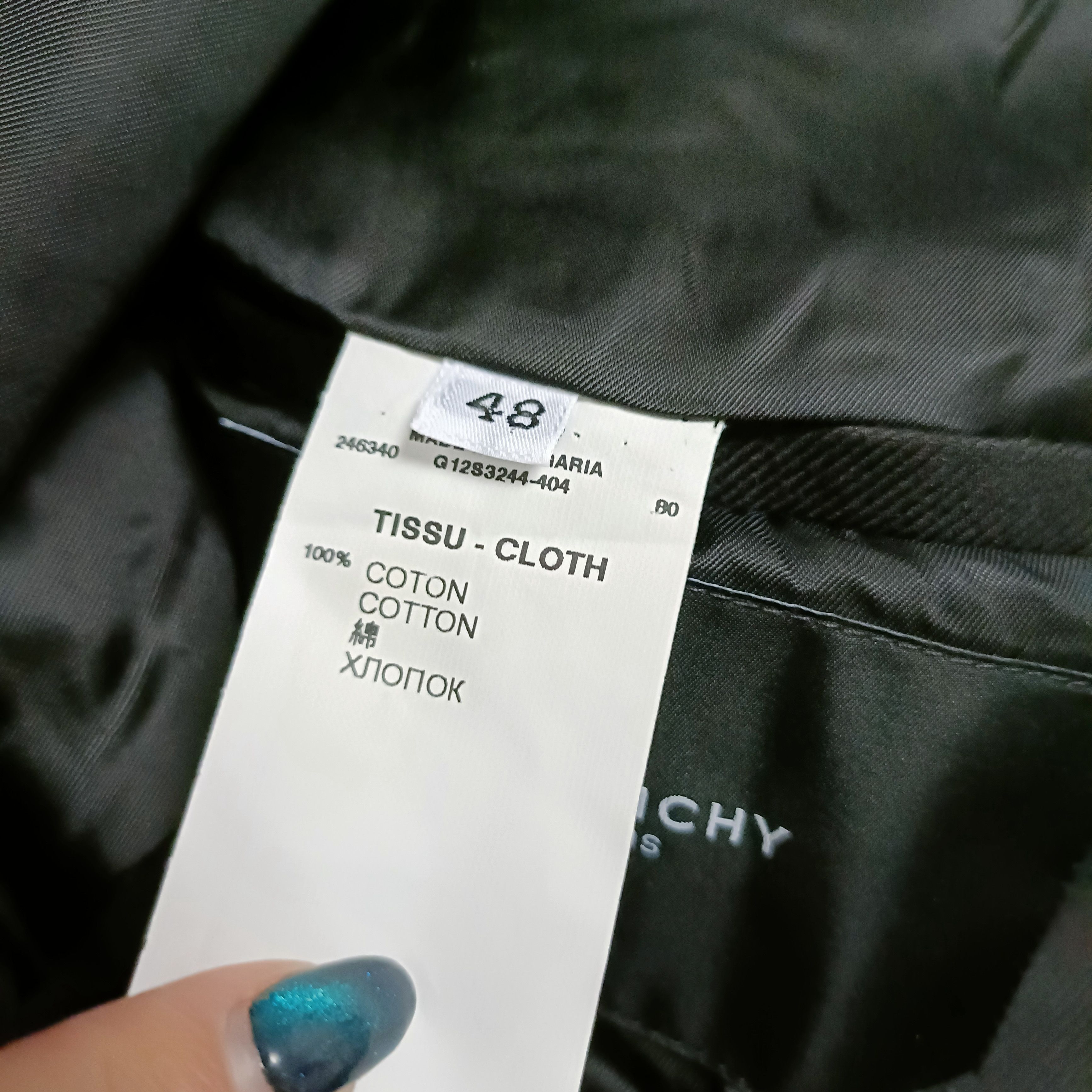 Givenchy Men's Black Cotton Jacket ! Size US M / EU 48-50 / 2 - 12 Thumbnail