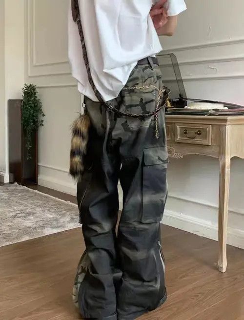 VIBE Gradient Camo Spray Dye Dirty Punk Rock Trousers Size US 32 / EU 48 - 5 Thumbnail