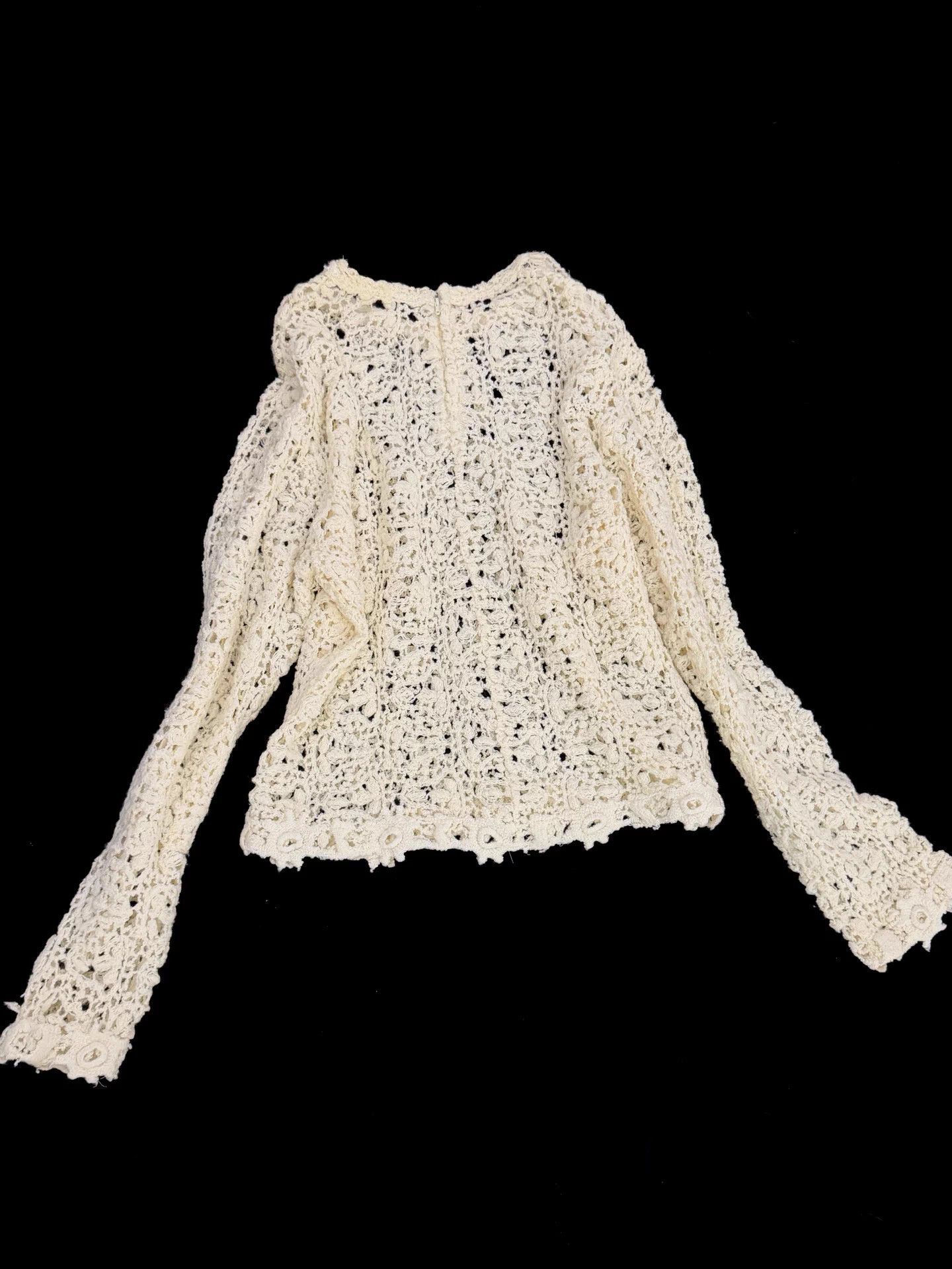 Comme des Garcons CDG 1988 Wool Crochet Cream Top Size S / US 4 / IT 40 - 2 Thumbnail