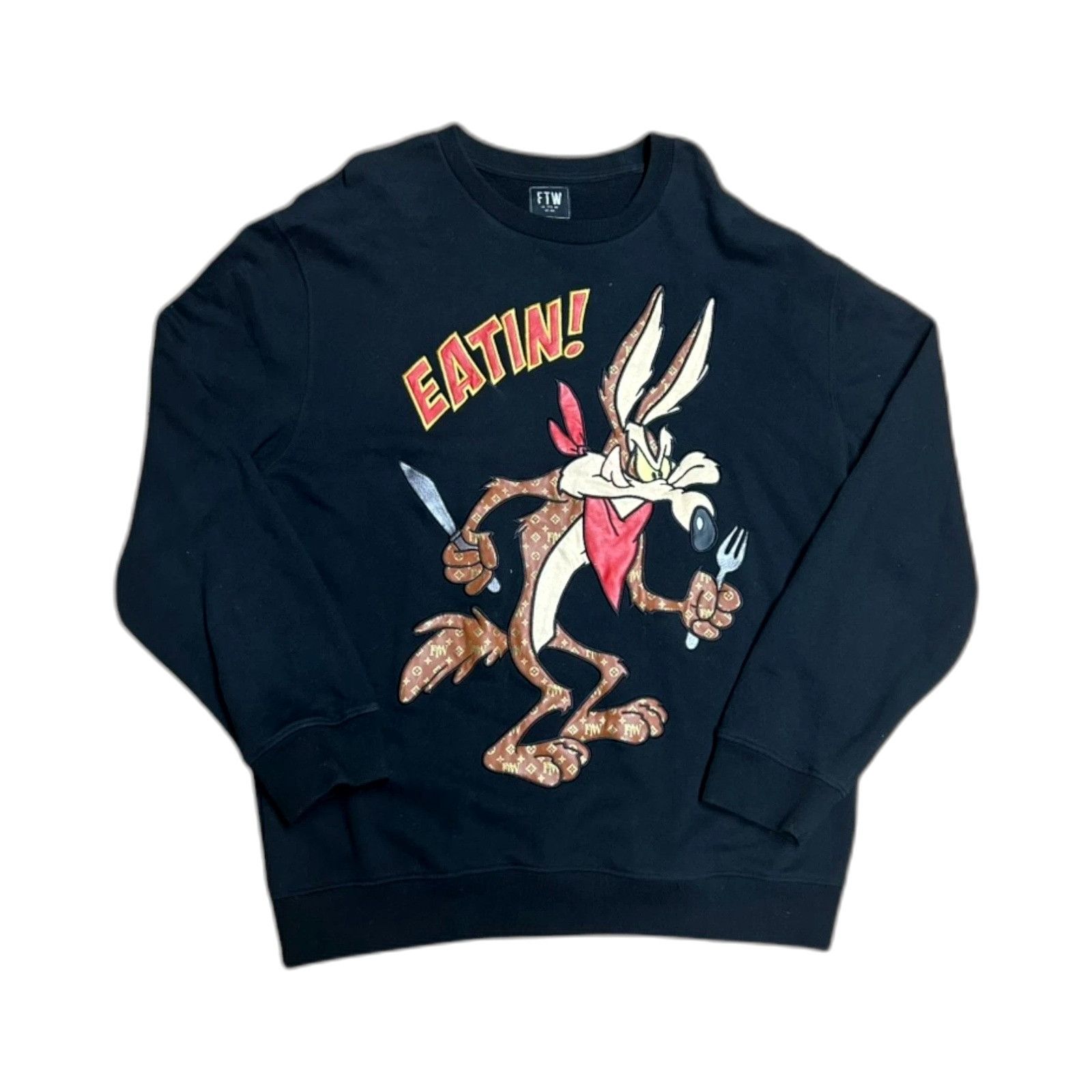 Vintage Looney Tunes Sweatshirt Mens 2XL Wile E. Coyote Eatin! Black Size US XXL / EU 58 / 5 - 1 Thumbnail