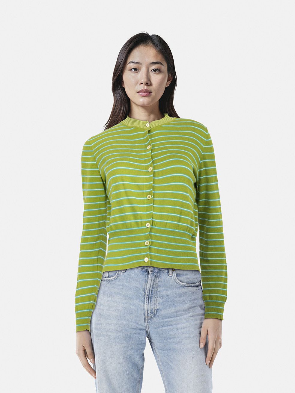 Prada Green Striped Button Up Cardigan Size S / US 4 / IT 40 - 1 Thumbnail