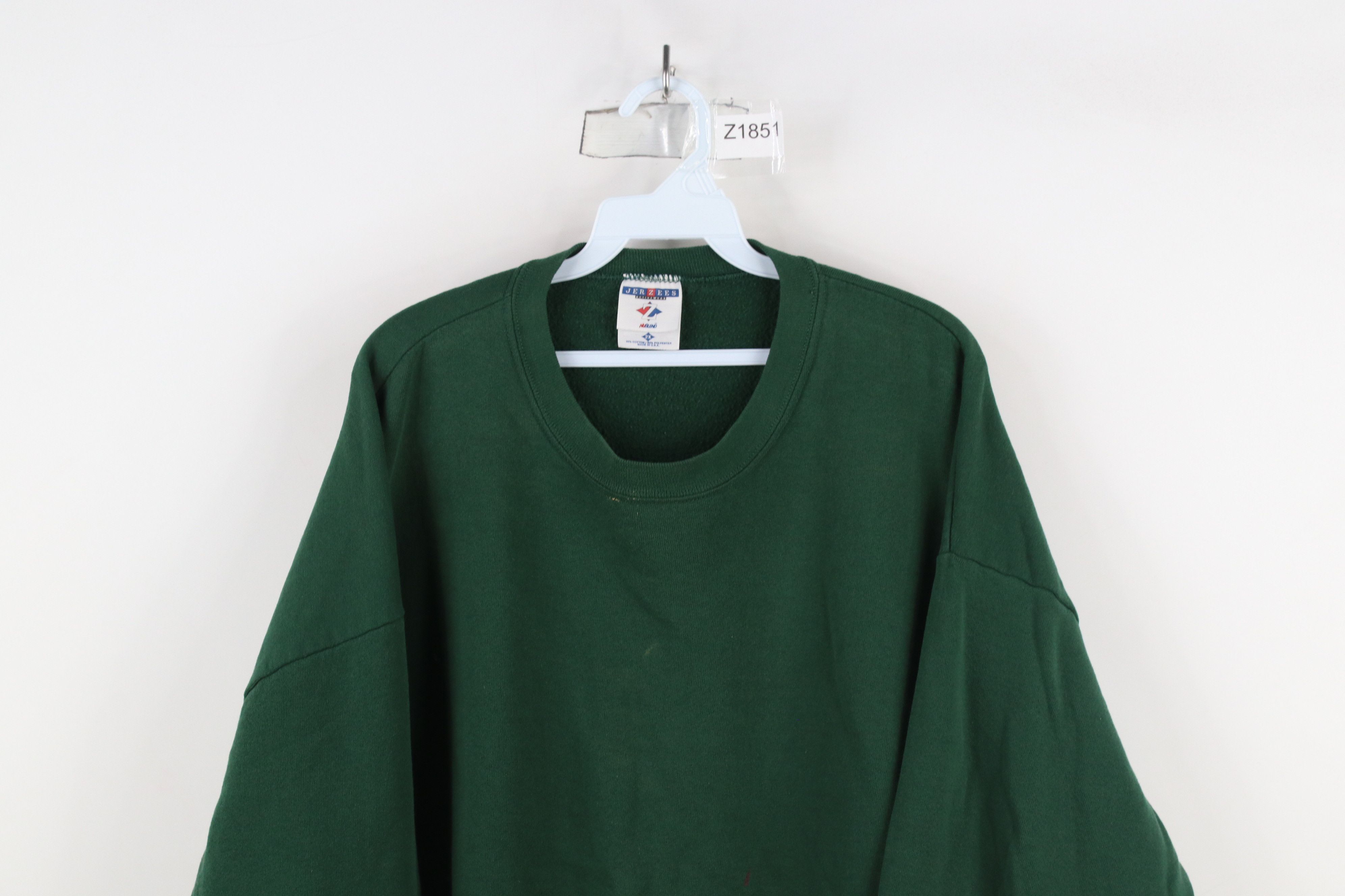 Vintage Vintage 90s Streetwear Blank Crewneck Sweatshirt Green USA Size US XXL / EU 58 / 5 - 2 Thumbnail