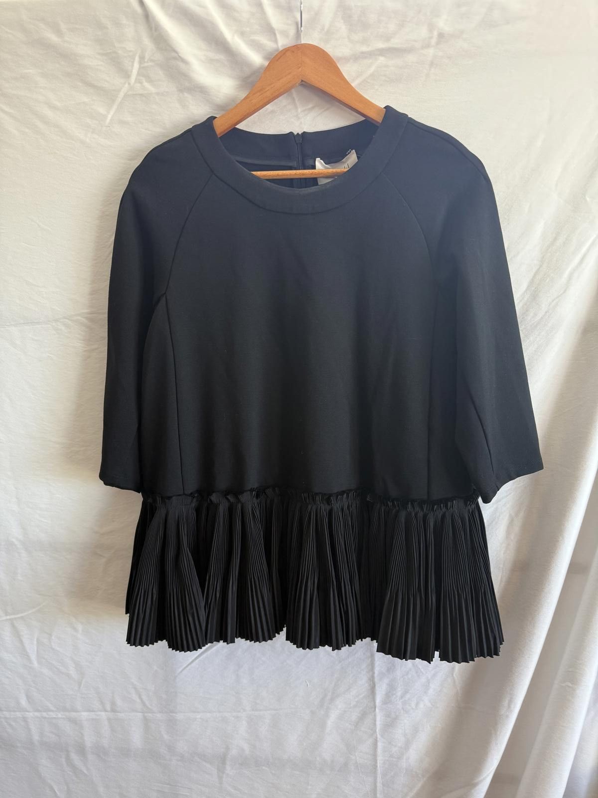 Other MEIMEIJ Black Short Sleeve Top with Pleated Hem Size S / US 4 / IT 40 - 3 Thumbnail