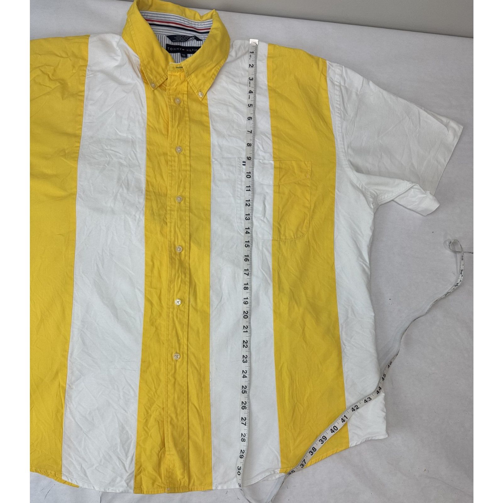Tommy Hilfiger Y2K Vintage Twee Tommy Hilfiger Shirt Yellow White XXL Size US M / EU 48-50 / 2 - 9 Thumbnail