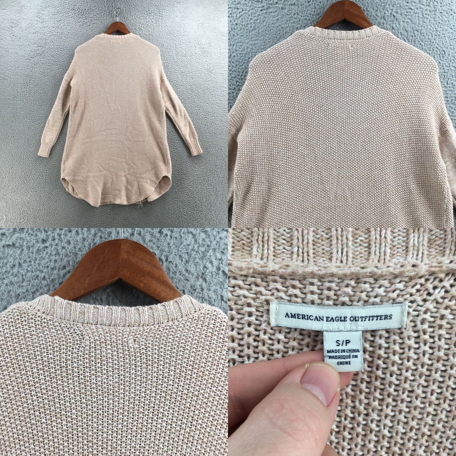 American Eagle Outfitters American Eagle Outfitters Open Front Cardigan Womens S Beige Knit Long Sleeve Shirt Sweatshirt Casual Lightweight Knitwear Size S / US 4 / IT 40 - 8 Thumbnail
