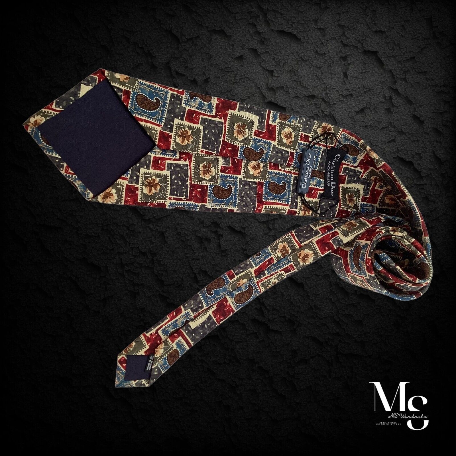 Christian Dior Monsieur CHRISTIAN DIOR MONSIEUR Multicolor Floral & Paisley Silk Tie Size ONE SIZE - 4 Thumbnail