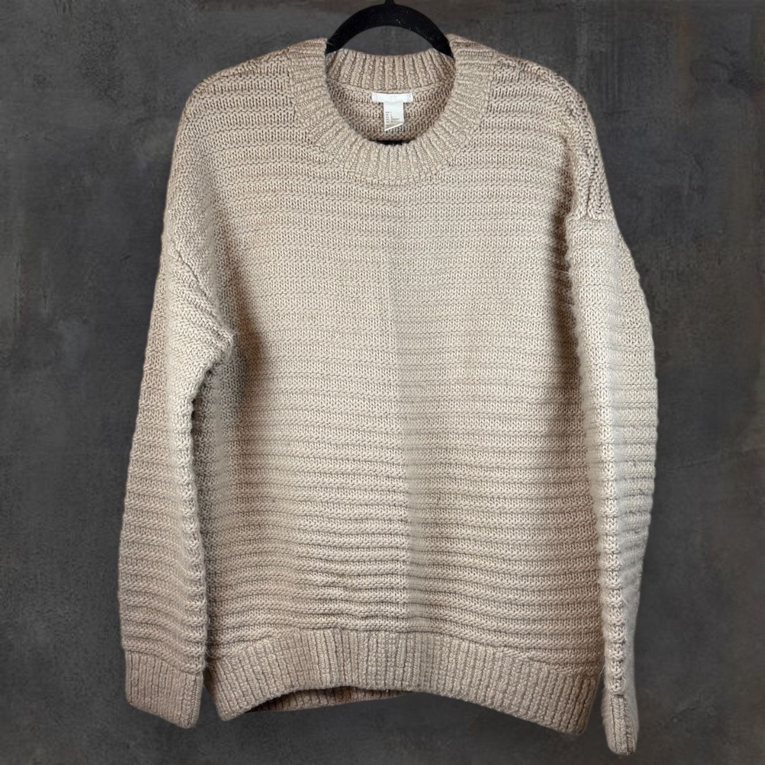 H&M H&M Beige Oversized Chunky Knit Pullover Sweater L Size L / US 10 / IT 46 - 1 Thumbnail