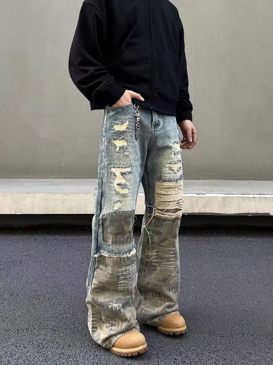 Japanese Brand × Jean Street style ripped jeans with baggy design Size US 34 / EU 50 - 1 Thumbnail