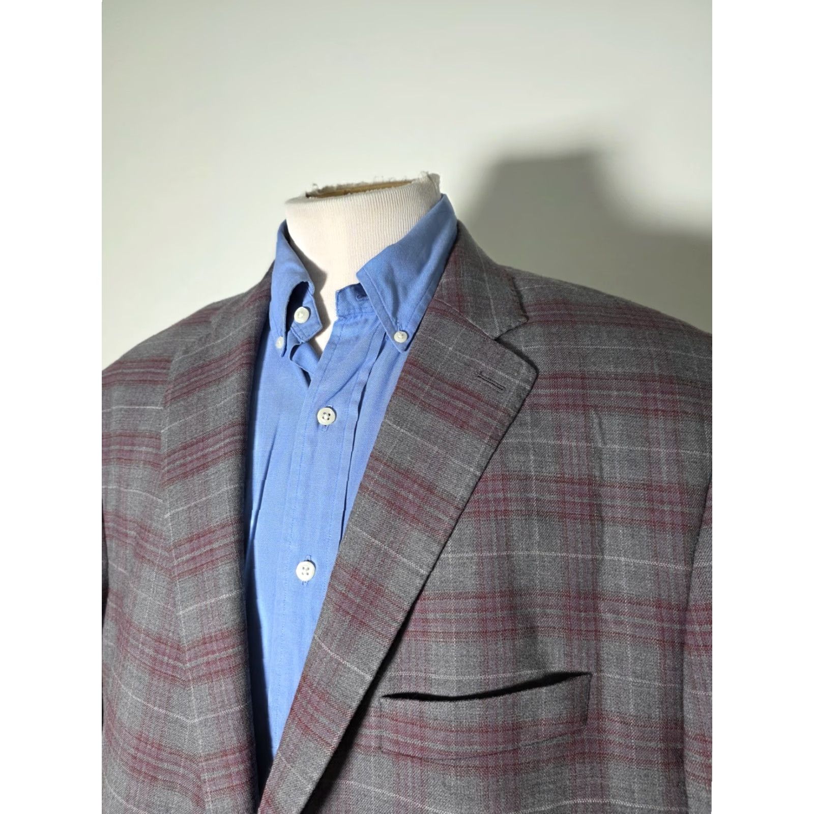 Hart Schaffner Marx Hart Schaffner Marx Sport Coat Jacket 48R Regular Wool Purple Gray Plaid Notch Two-Button Single-Breasted Mens Jacket Coat Size US M / EU 48-50 / 2 - 5 Thumbnail