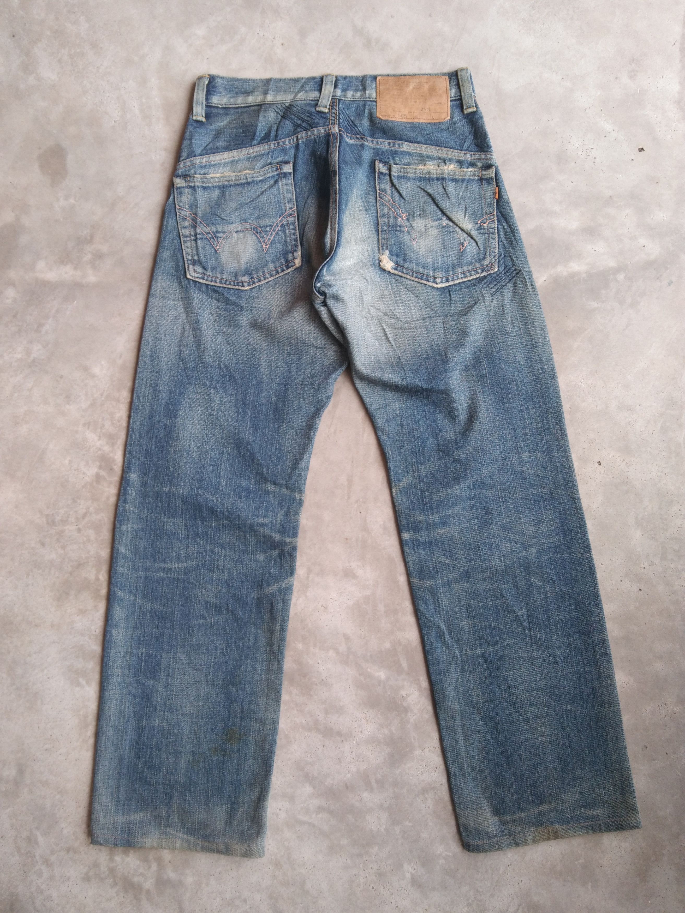 Japanese Brand Vintage Redline Edwin 505 Selvedge Distressed Jeans 30x29 Size US 30 / EU 46 - 2 Thumbnail