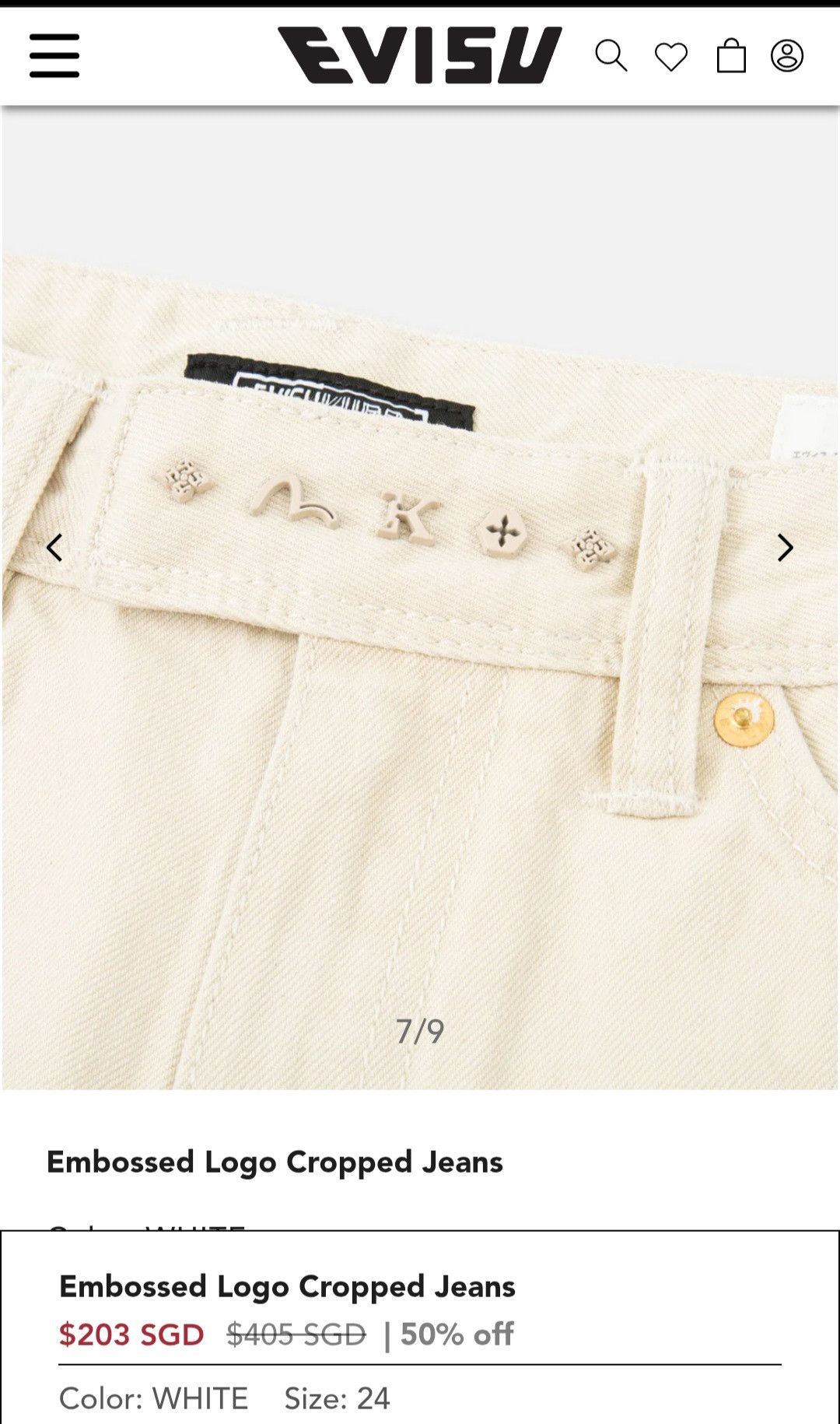 Evisu EVISU KURO Embossed Logo Cropped Jeans Women Sz 26 Size 26" / US 2 / IT 38 - 9 Thumbnail