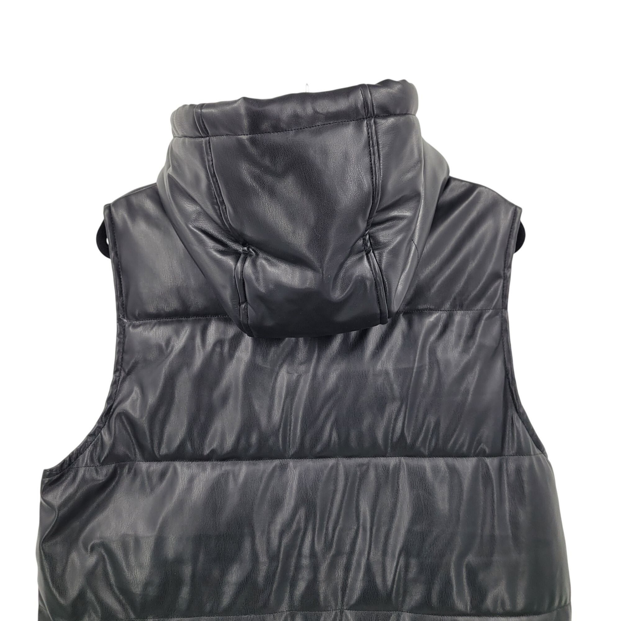 Designer Vigoss Sz XL Hooded Black Vegan Faux Leather Quilted Puffer Size XL / US 12-14 / IT 48-50 - 12 Thumbnail
